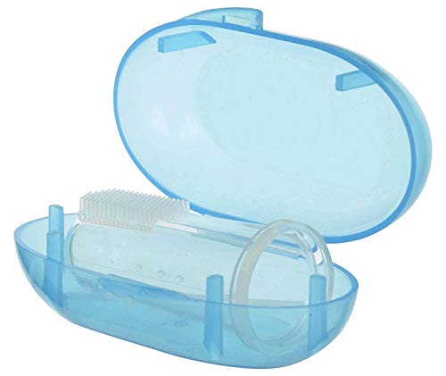 Image of Baby Tongue Cleaning Hygienic & Flexible New Born Baby Soft Silicon Tounge Toungue Cleaner Finger Manual Toothbrush (Blue), 1 count