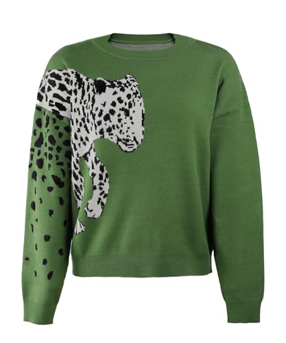 Image of Angashion Women's Sweaters Casual Floral Printed Patchwork Long Sleeves Knitted Pullover Cropped Sweater Tops
