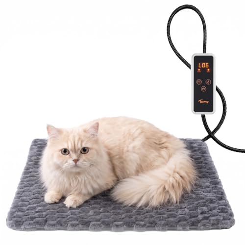 Toozey Heizmatte Katze Hund, Heizdecke, 6 Heizstufen und 6 Timer, 45x40 cm