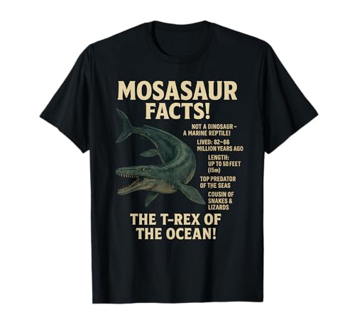 Datos de Mosasaurio | Diseño fósil prehistórico de Reptiles Marinos Camiseta