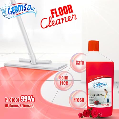 Image of Floor Cleaner 500ml Liquid Non-Toxic Germ protection Formula, Rose Scented Surface & Floor Disinfectant, Kids & Pet Safe, Multi-Surface Cleaning Solution