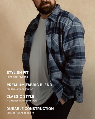 INTO The AM Long Sleeve Flannel Shirts for Men S-4XL Casual Button Down Regular Fit Plaid Shirt4