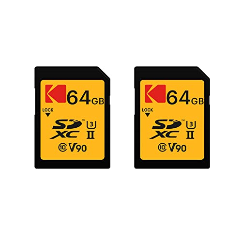 Kodak (R_bN) 64GB UHS-II U3 V90 Ultra Pro SDXC [J[h UHS Xs[hNX3 (U3) rfIxNX90 (V90) (2pbN)