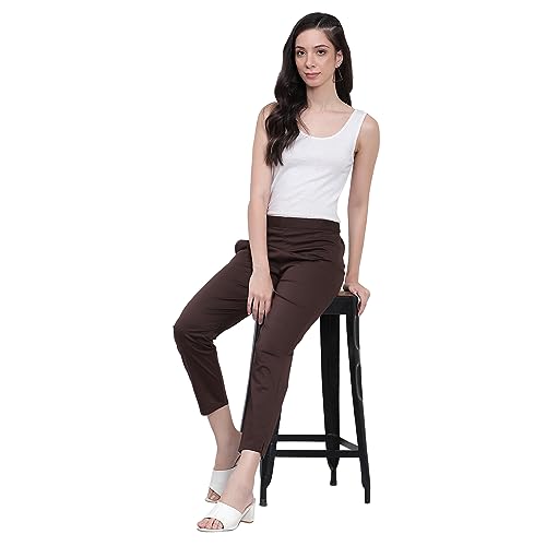 Image of BLUE STAR SHARK Stretchable Cotton Lycra Cigarette Pants | Versatile and Stylish Women's Pants | Comfortable Slim Jeggings | Ankle Length Straight Trousers for Office, Formal, Casual Wear