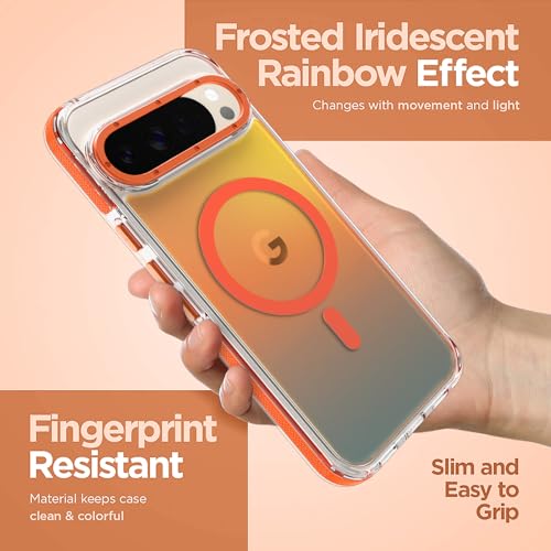 Image of Magnetic Case for Google Pixel 10 Pro XL [Compatible with Magsafe] [Cute Fashion Fluorescent Design] Shockproof Slim Translucent Matte Case for Pixel 10 Pro XL 6.8 inch, Orange