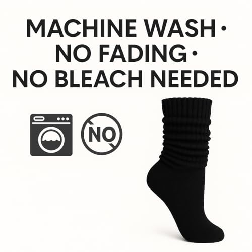 Image of Women's Retro Style Cotton Slouch Socks Extra Long Scrunch Knee High Fits Shoe Sizes 5-10