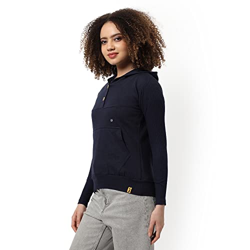 Image of Campus Sutra Women cotton Premium Zipper Hoodie-Grey