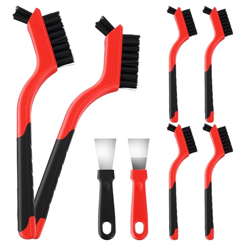 Gjinxi Nylon Brushes, 6 Pcs Non-Scratch Nylon Cleaning Brushes with Mini Head and Two Small Shovels Car Detailing Brush Set for Daily Cleaning Dust in Holes