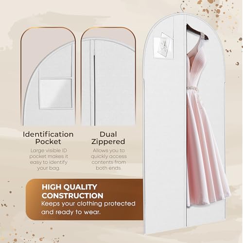 White Suit, Dress and Gown Garment Travel Bags - 54" x 24" - With Large Window4