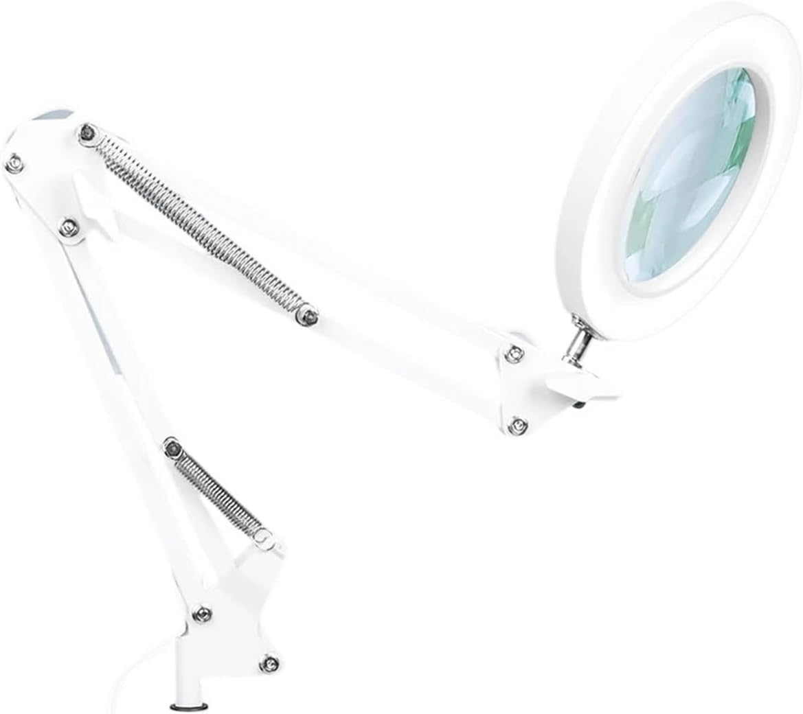 Magnifying Glass with Light 3 Color Mode Stepless Dimmable Clamp(White)