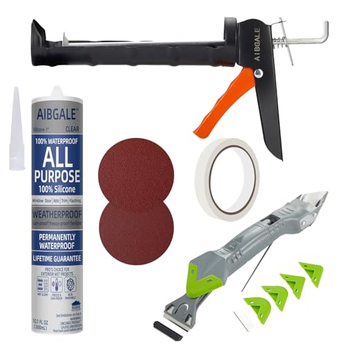 Variety Caulking Tool Kit, Caulking Gun, Silicone Sealant with Gun