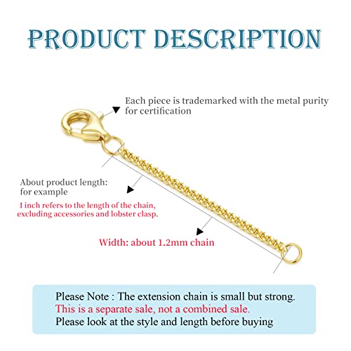 Image of 10k 14k Real Gold 1 inch /1.5 inch /2 inch /2.5 inch /3 inch /4 inch /5 inch Necklace Extender, Necklace Bracelet Extender Chain, Durable Gold Extender Chain, Adjustable Extension Chain for Necklace Bracelet Anklet