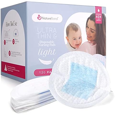 NatureBond Disposable Nursing Breast Pads Ultra Thin, Light, Contoured and Highly Absorbent Breastfeeding Milk Saver Pads (120 Pads) Cover