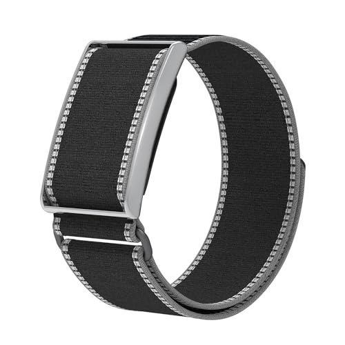 SimpleThings Armband für Amazfit Helio Strap mit Metallhülle Nylon elastisches & verstellbares Sportarmband kompatibel mit Zepp Amazfit Helio Strap Fitness Tracker