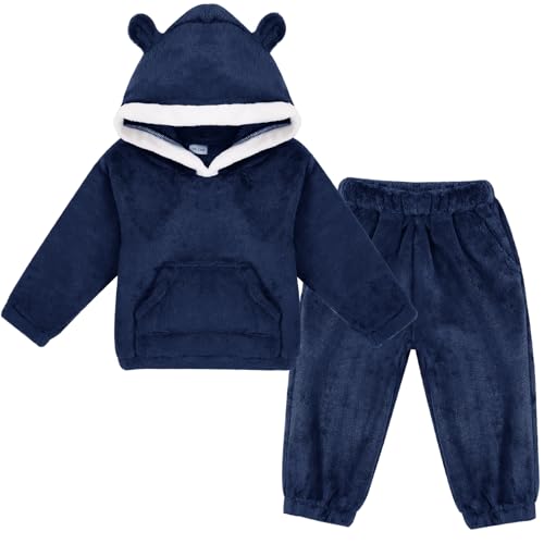 Boys Tracksuit 2 Pcs Fleece Fall Winter Hoodie and Jogger Pants for Baby Toddler Long Sleeve Hooded Sweatshirt and Sweatpants