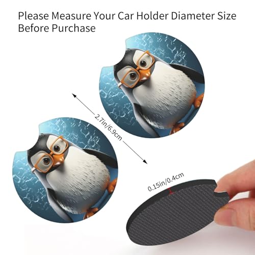 2 Pack Portavasos para Carro con Diseño Pinguino 2.7 pulg miniatura 4