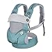 Fascol Mochila Portabebés Ergonómico de Algodón Puro para Bebés de 3 a 48 Meses, Portabebés Transpirable de 4 Posiciones, con Cinturón Ajustable, Ligero y Portátil, Azul Claro