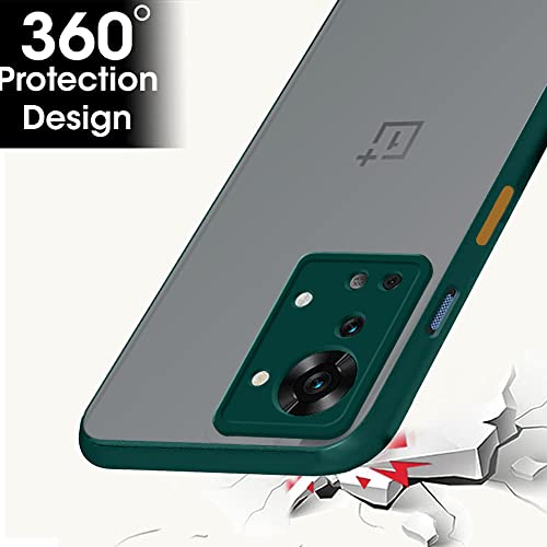 Image of TheGiftKart Translucent Hybrid Back Case Cover for OnePlus Nord 2T 5G | Smoked Matte Back | 360 Degree Protection | Protective Hard Back Case Cover for OnePlus Nord 2T 5G (PC, TPU | Green Bumper)