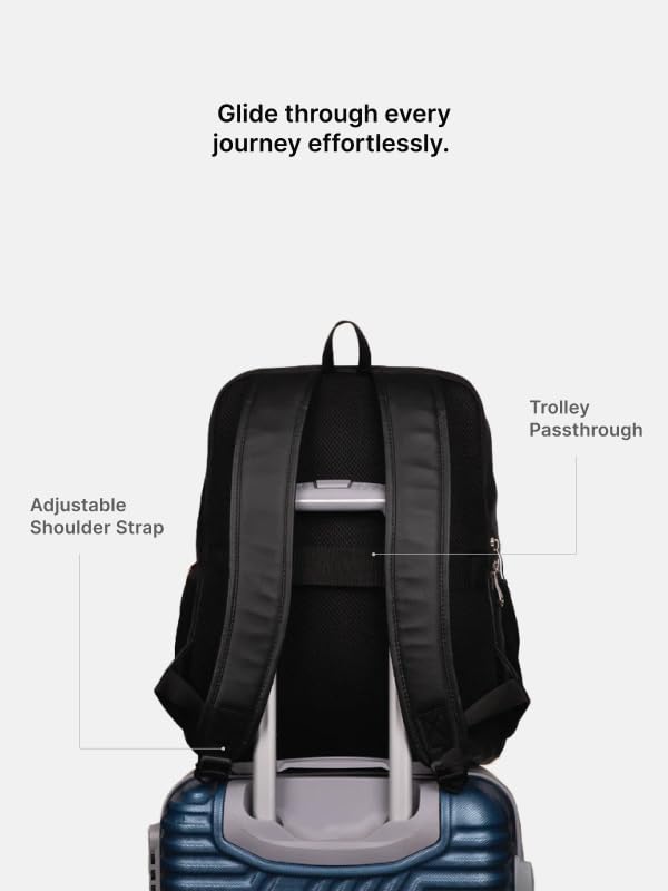 Image of ZOUK Women's Office Backpack | Vegan Leather & Handicraft Fabric | PeTA Approved | 15.6 Inch Laptop Compartment | Dual Zipper Pockets | Water Resistant | Trolley Passthrough | 17.5L