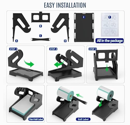 Image of SEZNIK Thermal Paper Roll Holder | Heavy-Duty Stand for Thermal Label Printers | Adjustable Width | Anti-Slip Base | Black Finish | Compatible with 4x6 & Other Roll Sizes
