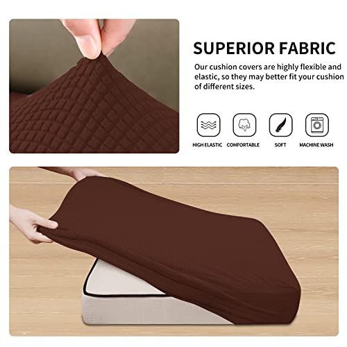 Image of Easy-Going Stretch 3 Pieces Couch Cushion Cover for Sofa Seat | Furniture Protector Sofa slipcover for 3 Cushion Couch Washable Soft with Elastic Bottom Coffee