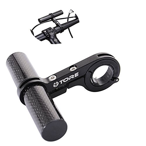 JPOJPO Bike Handlebar Extender Extension Bracket Clamp for Bicycle Speedometer Headlight Light Lamp Holder Carbon Fiber 10mm Black