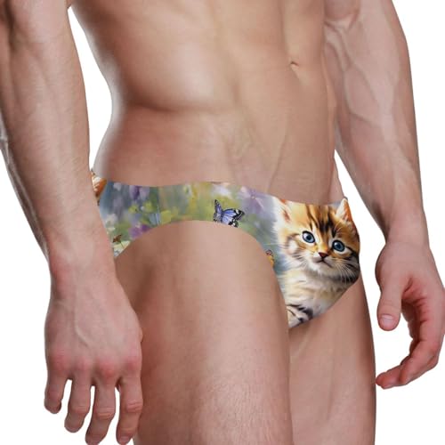 Men's Cute Cat Swim Briefs Bikini Swimsuit S 202a01913