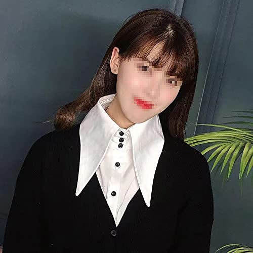 Vpang Lady's Detachable False Collar Half Shirt Blouse Pointed Triangle Lapel Fake Collar Dickey Collar White4