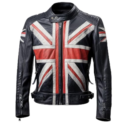 The Next Men Union Jack Leather Jacket Casual Motorcycle Sheepskin Coat With UK Flag Genuine Leather Jackets