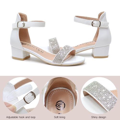 Vonair Girls Sandals Low Heels Ankle Strap Open Toe Dress Shoes Flower Girl Party Wedding Shoes for Girls4