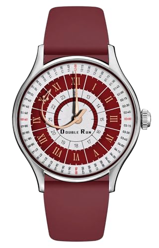 Image of DOUBLERUN Analog Watch, Silicone Strap, Roman Numerals, 24-Hour Display