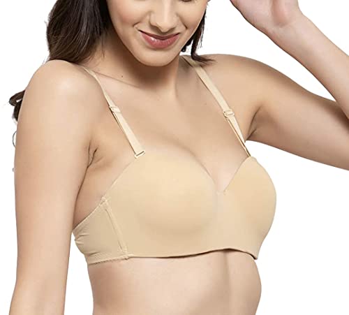 Image of Women's Cotton Lightly Padded Underwire T Shirt Bra Beige