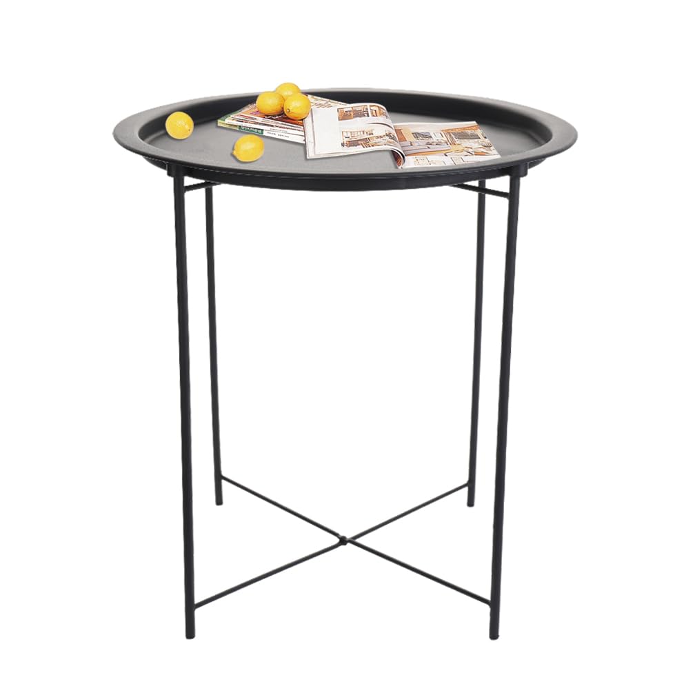 Hershii Dreibein Campingtisch mit Aluminiumbeine und Tischplatte aus Kunststoff Kleiner Picknicktisch Tragbarer runder Tisch für Grillen, Wandern, 