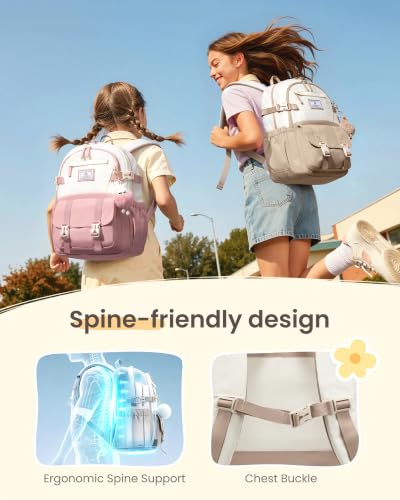LOVEVOOK School Backpack for Teen Girls, Bookbag for 8-16 Student, Middle High College Back to School Cute Kids Backpack, 15.6 Inch, Khaki-beige - Image 4