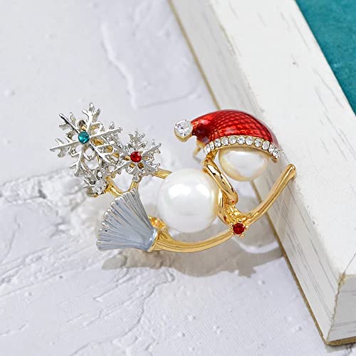 Broche de flocon de neige en émail et perles d'exception - 5