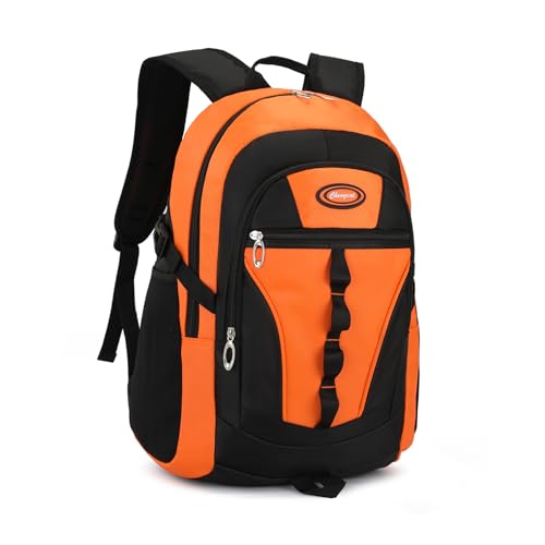 BEFUNIRISE Mochila escolar infantil para meninos e meninas, grande capacidade, alunos do ensino fundamental médio, adolescentes, esportes, mochila, Laranja, One Size, Mochila