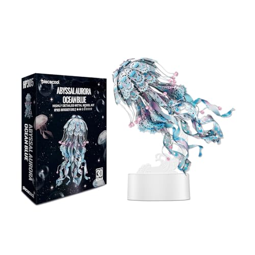 Lampe méduse 3D en puzzle métal Piececool : un luminaire bleu design pour votre bureau