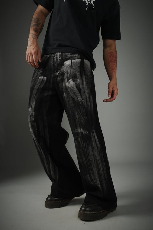 Image of CHAPTER 2 Brushed Baggy Denims Premium Black Relaxed Fit Jeans