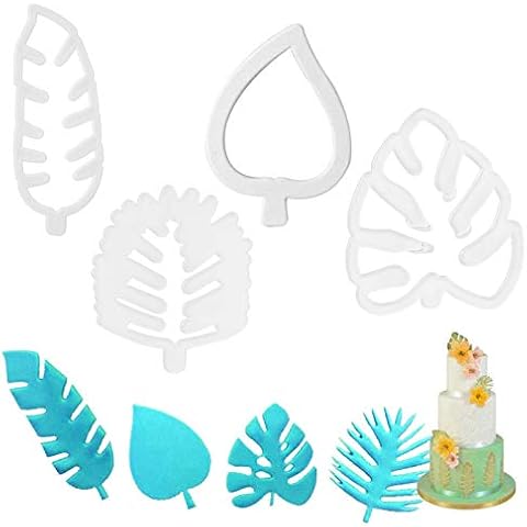 Gaosaili 4pcs Cookie Cutters, Cookie Cake Fudge Cake Decorating Mold Cookie Leaf Mini Cutters Fondant for DIY Decorative Baking Tools Cover
