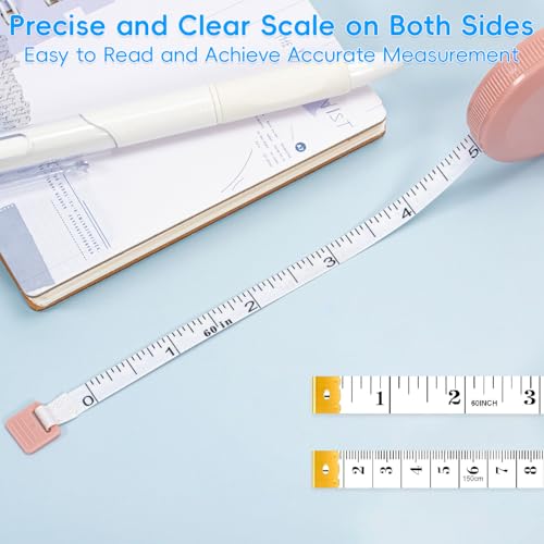 8 Bande de mesure du corps de Pcs, 60 Ruban de mesure de 1,5 M de pouce, ruban double face souple, tissu rétractable Premium Mini Bande de mesure pour les mesures du corps, couture, Adaptateur, main, artisanat