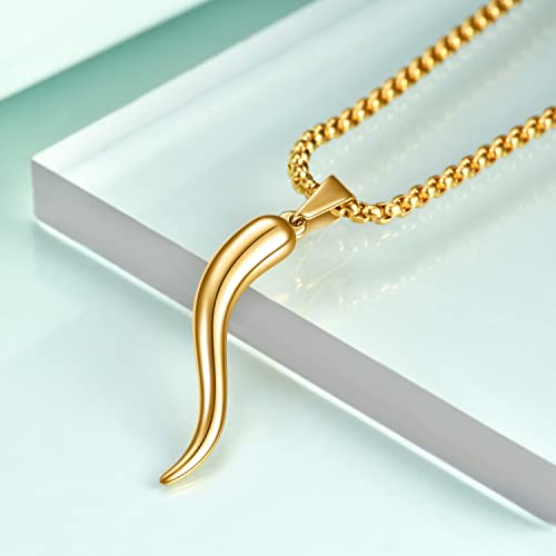 Rnivida Stainless Steel Italian Horn Cornicello Amulet Pendant Necklace Talisman Lucky Jewelry Gifts3