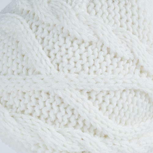 Home Prefer Girls Sherpa Earflaps Hat Kids Winter Hat Cable Knit Pom Beanie Fuzzy Peruvian Hat White M #TOP4