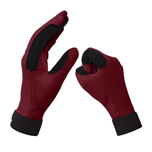 Chinfun Women's Horse Riding Gloves Stretchable Equestrian Gloves Breathable For Outdoor Horseback Cycling Driving Wine Red Xl #TOP2