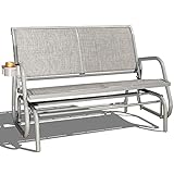 GOLDSUN 2 Person Swing Glider Chair Patio Swing Bench with Cup Holder Garden Rocking Seat for...