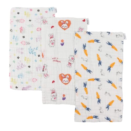 Image of Muslin Baby Burp Cloths - 100% Cotton Ultra-Absorbent 6-Layer Burp Rags for Newborn Feeding, Hypoallergenic 20x10 Inch 3-Pack (Snuggle Bunnies)