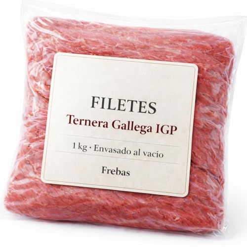 Filetes de Ternera Gallega IGP 1 kg Carne Fresca Magra Corte Tapa Babilla Cadera Fileteado a Mano Envasado al Vacio Envio Refrigerado 24h para Plancha y Empanar Deshuesada Origen Galicia Trazabilidad