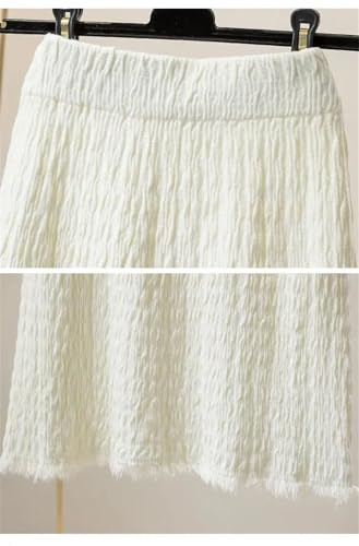Women Knit Midi Skirt High Waist A Line Slimming Flowy Fringe Long Skirt2