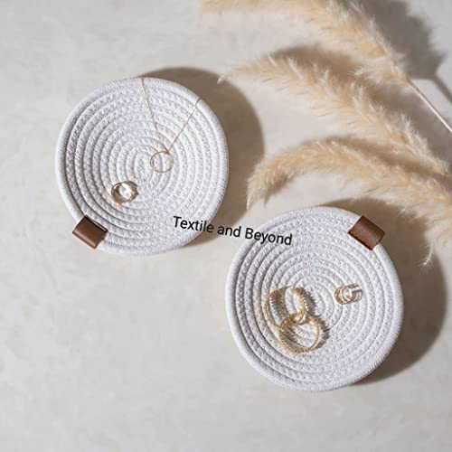 Textile and Beyond Mini Cotton Rope Basket Woven Organizer Tray for Baby Nursery, Toys, Fruits, Living Room, Kitchen & Office