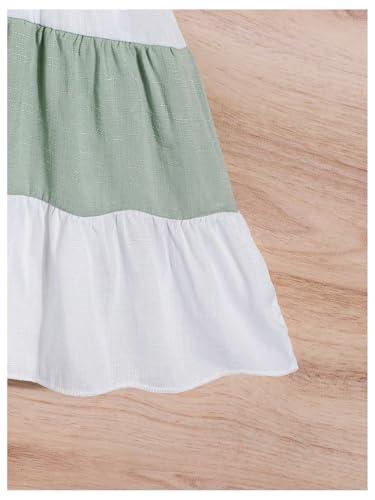 MakeMeChic Girl's Color Block Ruffle Tiered Bow Knot Knee Length A Line Cami Dress with Bag4