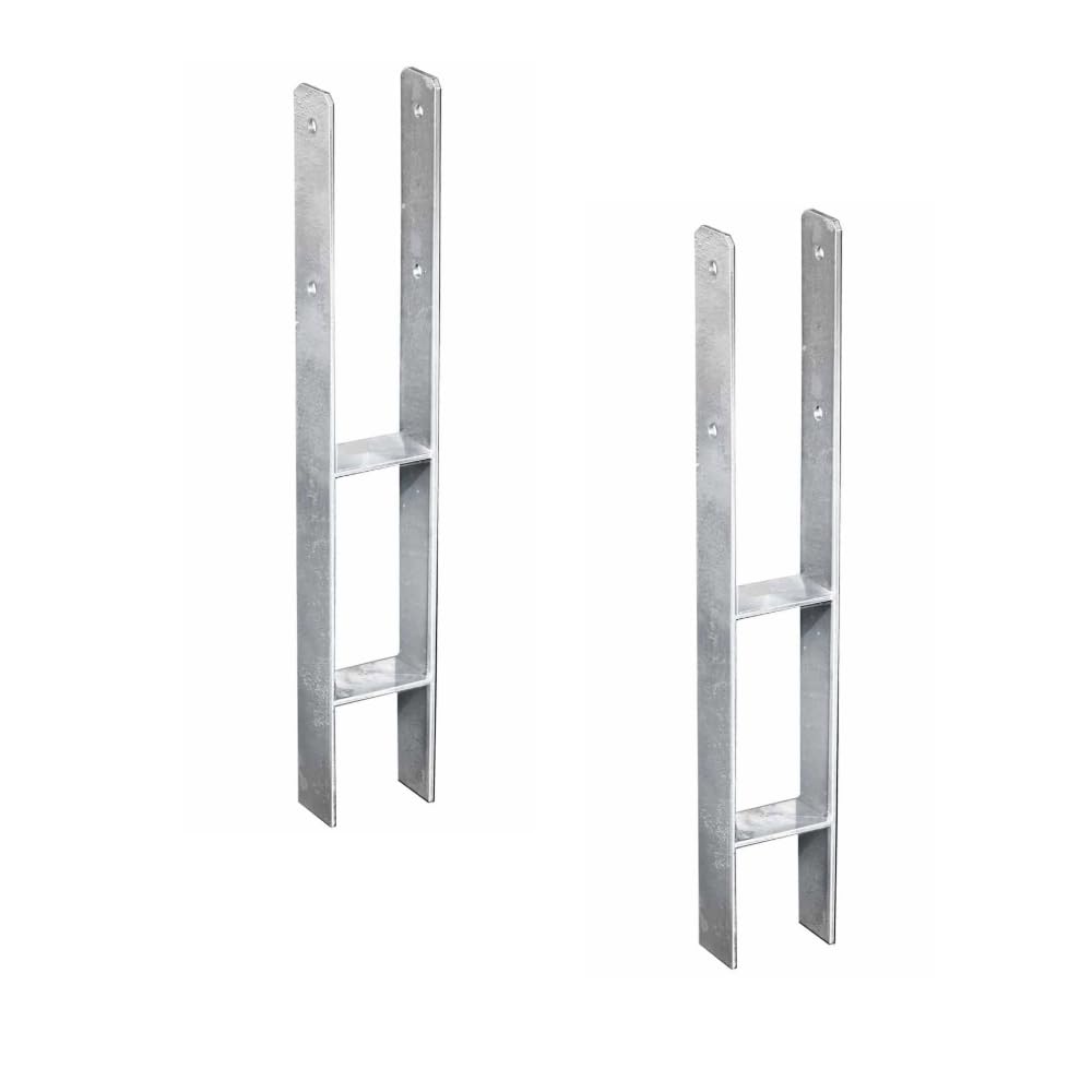 Set H-Pfostenträger 9x9x60 cm – Stahl verzinkt – stabiler Pfostenanker für Zaunpfosten 9x9 cm (2)
